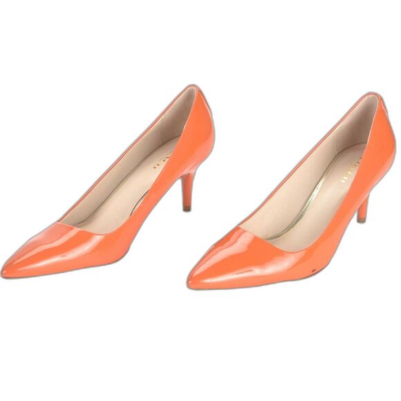 Coach Women's Lizzy Patent Leather Pump Bright Orange 3" Heel Size US/8 - Picture 5 of 10